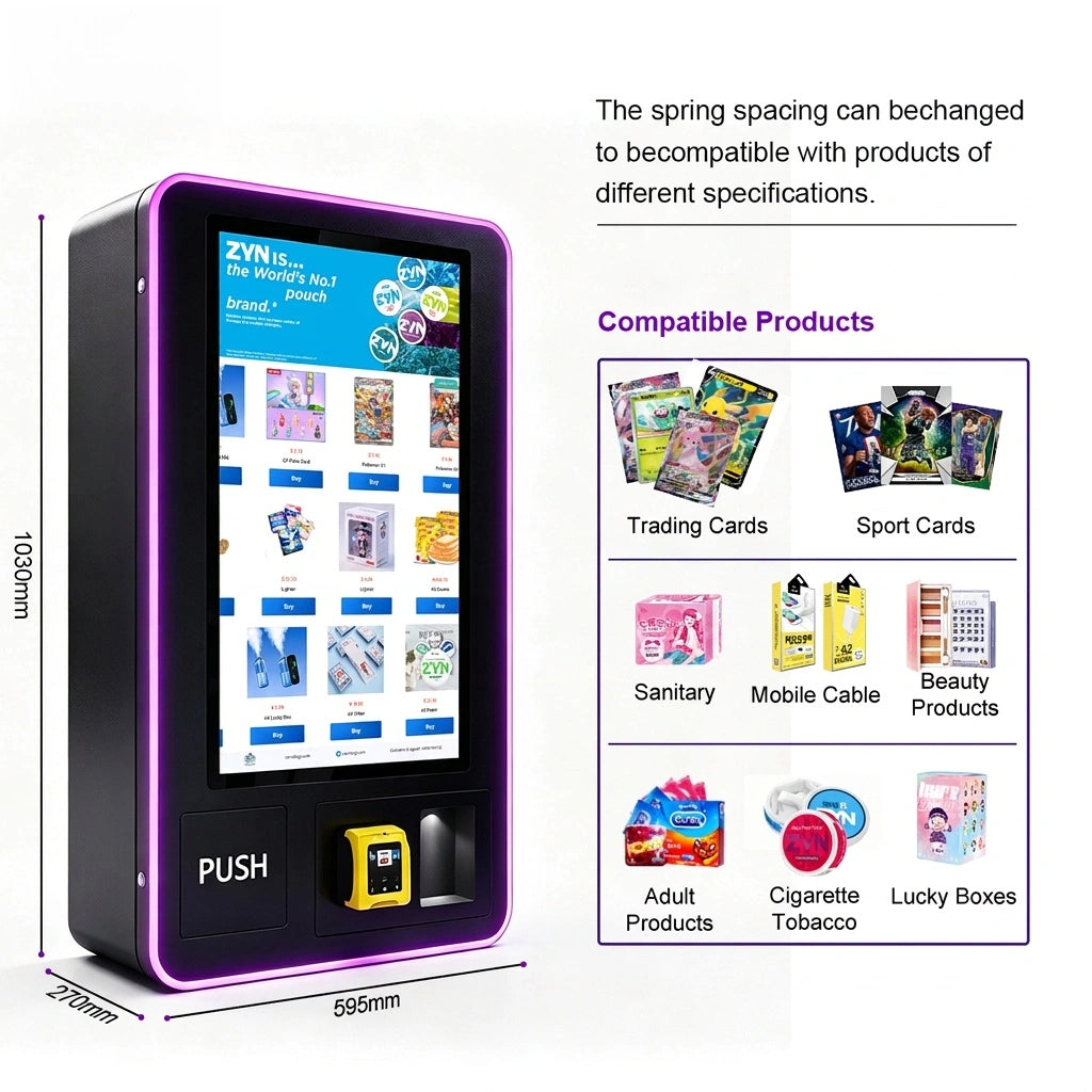 32” Smart Touchscreen Wall Mount Pokémon & TCG Trading Card Vending Machine KOL02TCG