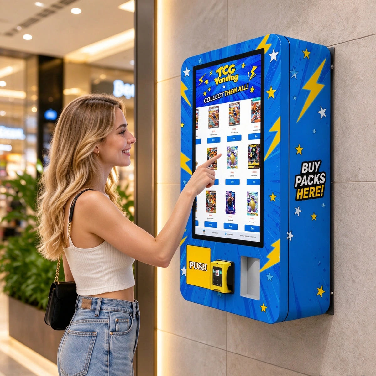 32” Smart Touchscreen Wall Mount Pokémon & TCG Trading Card Vending Machine KOL02TCG