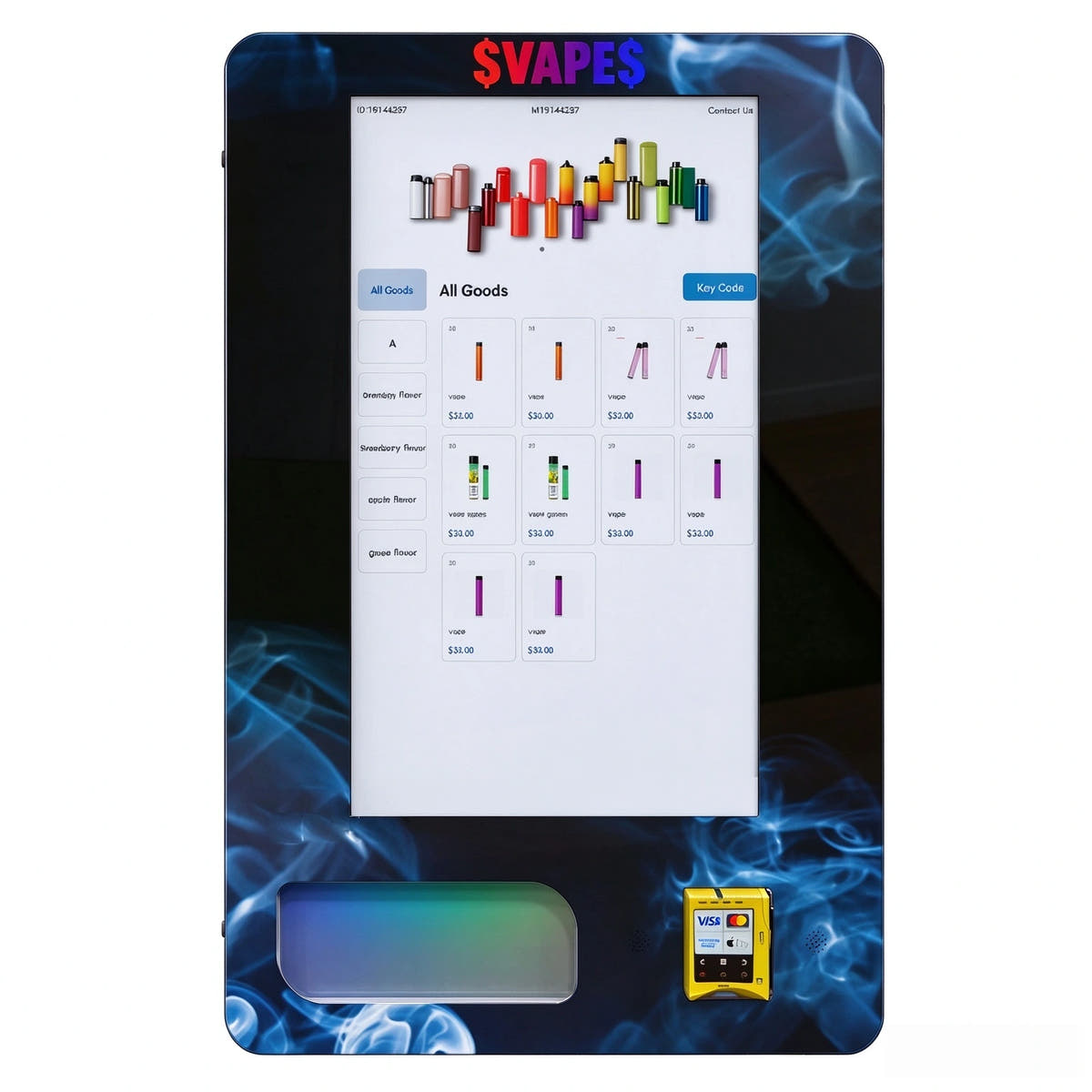 32” Wall-Mounted Smart Vape Vending Machine with Age Verification ID Scanner