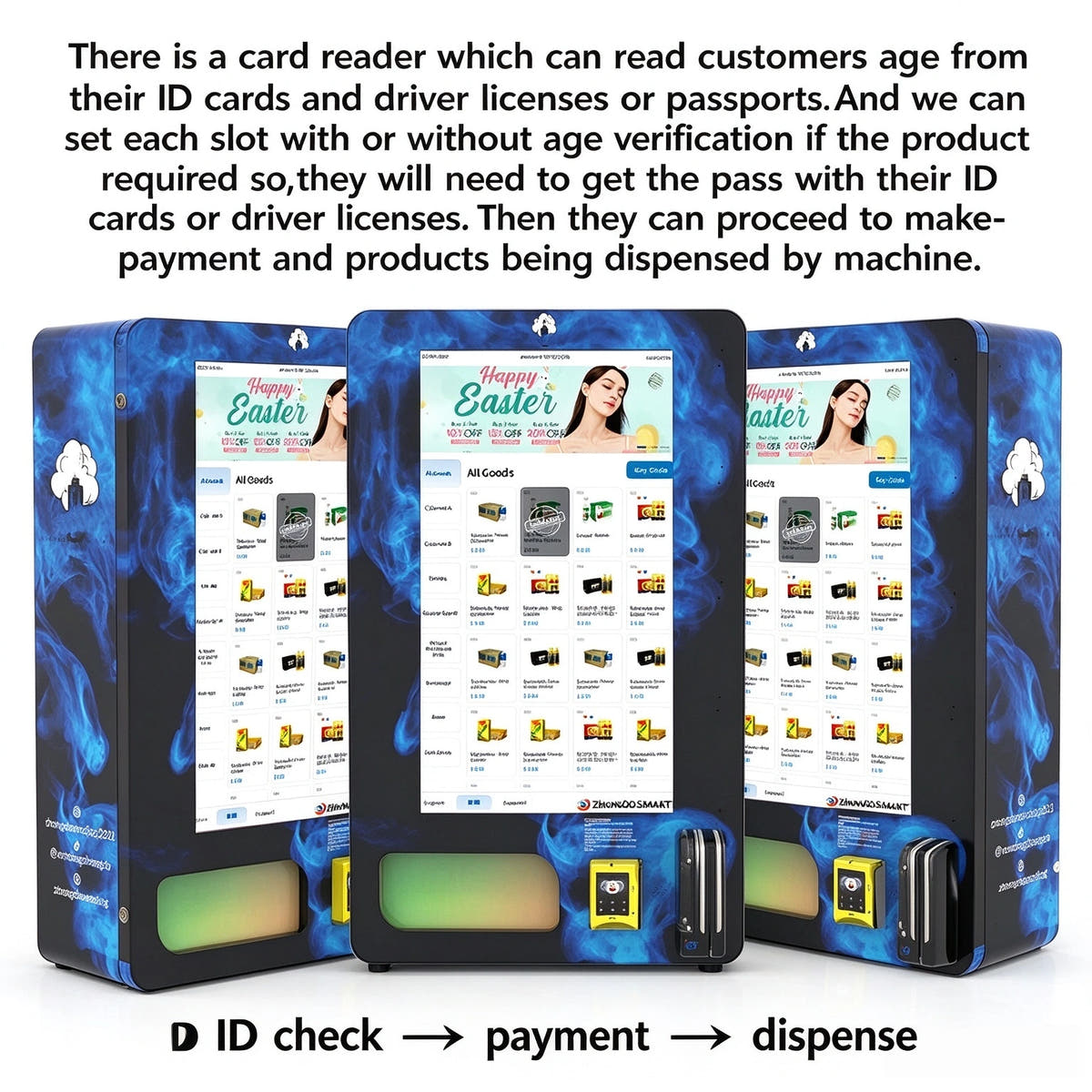 32” Wall-Mounted Smart Vape Vending Machine with Age Verification ID Scanner