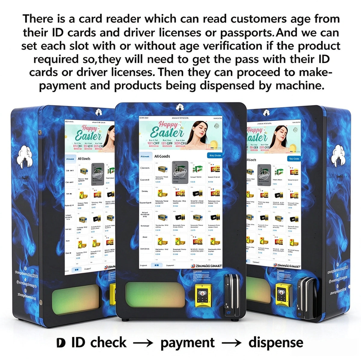32” Wall-Mounted Smart Vape Vending Machine with Age Verification ID Scanner