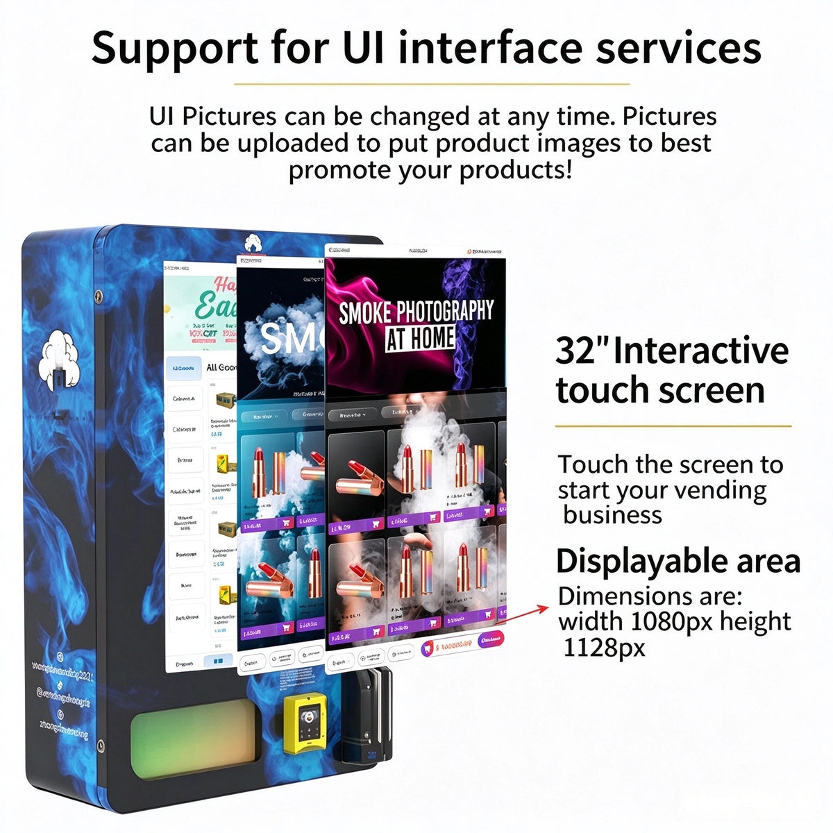32” Wall-Mounted Smart Vape Vending Machine with Age Verification ID Scanner